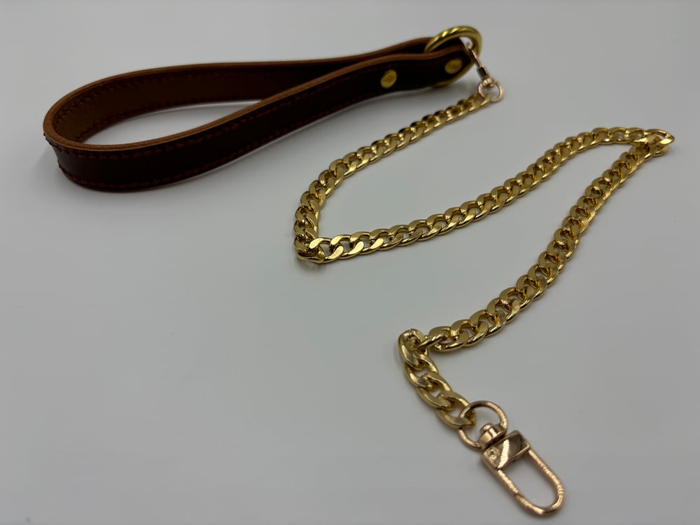 Image of Brown & Gold Leather Leash 