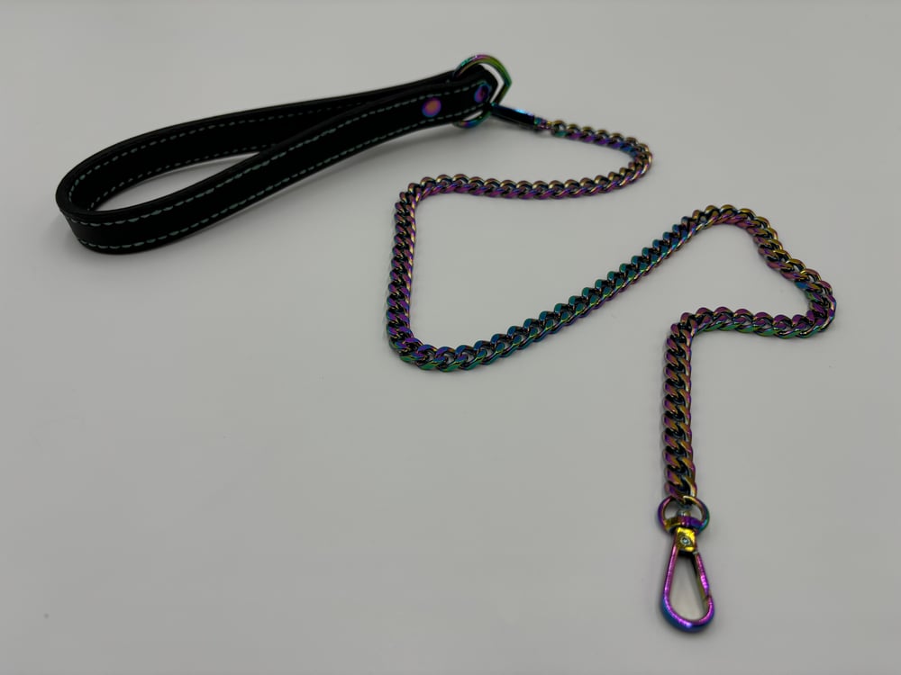 Image of Black & Green Rainbow Leather Leash