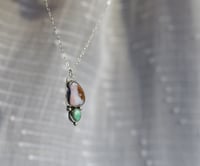 Image 1 of Fire opal + Emerald Valley turquoise necklace