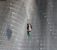 Image 2 of Fire opal + Emerald Valley turquoise necklace