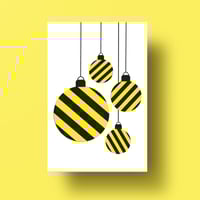 Black & White Stripped Bauble Christmas Cards Pack of 5