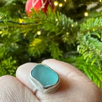 Image 1 of Sage Green Seaglass Sterling Silver Ring - size Q