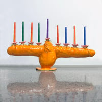 Image 3 of Cock Menorah with 22Kt Gold