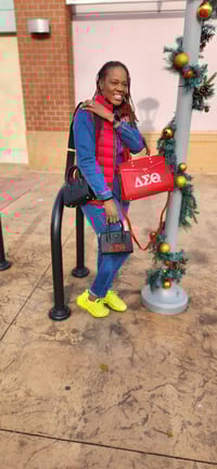 Image 3 of Large Symbol Handbag (Red & Black) 