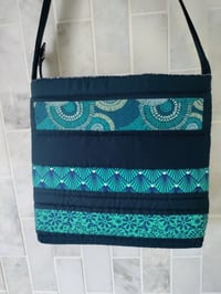 Image 5 of Navy Crossbody Quilted Bag with Birds 
