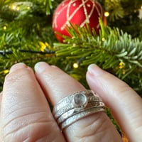 Image 2 of Raw Silk Texture Spinner Ring with Blue Topaz - size L1/2