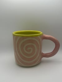 Image 1 of Pink & Chartreuse Swirl Mug