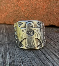 Image 1 of WL&A Handmade Old Style Heavy Ingot Cigar Thunderbird Ring - Size 12