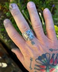 Image 4 of WL&A Handmade Old Style Heavy Ingot Cigar Thunderbird Ring - Size 12