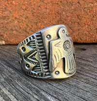 Image 2 of WL&A Handmade Old Style Heavy Ingot Cigar Thunderbird Ring - Size 10.5 