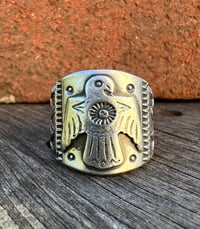 Image 1 of WL&A Handmade Old Style Heavy Ingot Cigar Thunderbird Ring - Size 10.5 