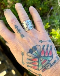 Image 4 of WL&A Handmade Old Style Heavy Ingot Cigar Thunderbird Ring - Size 10.5 