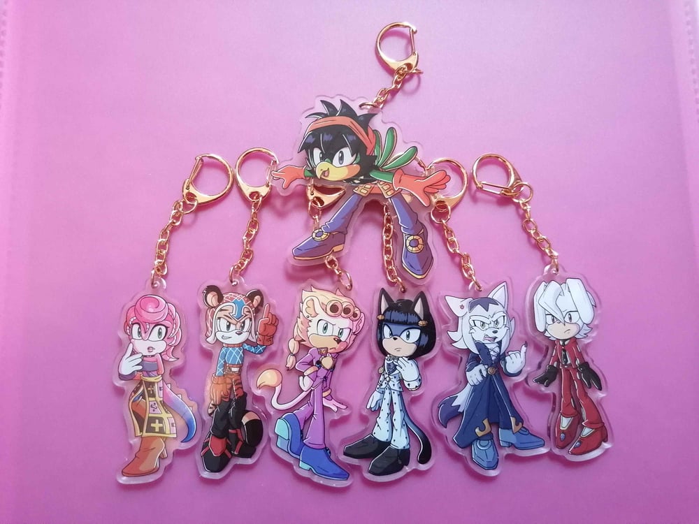 Image of JJBA X Sonic Golden Wind Keyring