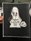 Mary crying blood w skull t shirt art