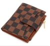 CHECKER PATTERN DESIGN BUTTON ZIPPER COIN PURSE WALLET