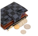 CHECKER PATTERN DESIGN BUTTON ZIPPER COIN PURSE WALLET