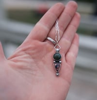 Image 1 of indian agate + Mexican fire opal pendant 