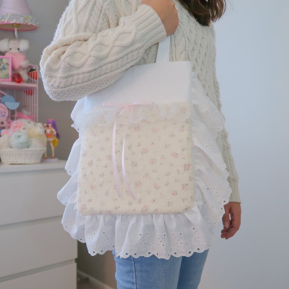 Floral Teddy Tote Bag