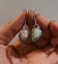 Image 2 of snow white fire opal earrings 