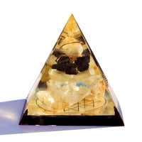 Image 2 of 10" Nubian:  Citrine/Black Tourmaline/Selenite/Gypsum/Rhodizite/Sri Yantra