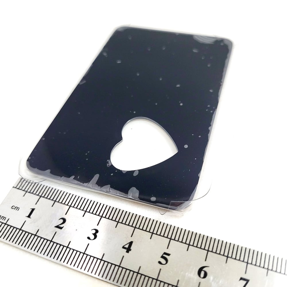 Image of Laser Engravable Wallet Insert Metal Blank with a Heart cut - Black Color