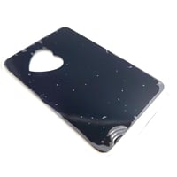 Image 3 of Laser Engravable Wallet Insert Metal Blank with Cut Heaty Hole- Black Color