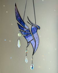 Image 1 of ILLENIUM Inspired Stained Glass Wall Piece Phoenix Mobile – Blue + Violet