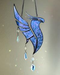 Image 3 of ILLENIUM Inspired Stained Glass Wall Piece Phoenix Mobile – Blue + Violet