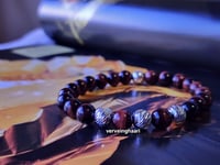 Image 3 of Mahogany Red Tiger Eye/Sterling Silver Bracelet /Men Stretch Bracelet