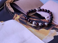 Image 4 of Mahogany Red Tiger Eye/Sterling Silver Bracelet /Men Stretch Bracelet