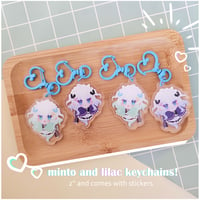 Image 2 of mint & lilac acrylic keychain and sticker bundle