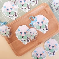 Image 3 of mint & lilac acrylic keychain and sticker bundle