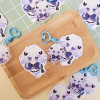 Image 4 of mint & lilac acrylic keychain and sticker bundle