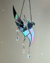 Image 3 of ILLENIUM Inspired Stained Glass Phoenix Mobile – Iridescent Green, Blue, Purple / Black