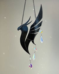 Image 5 of ILLENIUM Inspired Stained Glass Phoenix Mobile – Iridescent Green, Blue, Purple / Black