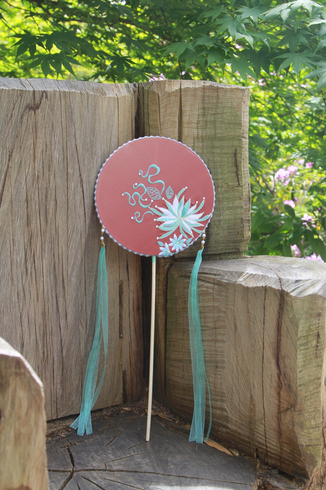 Image of Museum Co-branded Chinese Traditional Handmade Silk Woven Fan - Lotus