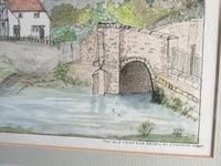 Image 6 of Vintage Eynsford Kent Watercolour Painting, River Old Ford & Bridge, Small Artwork, Framed 