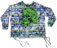 Image 1 of Distressed Striped Anxiety Skull Tee