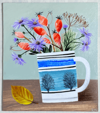 Michaelmas Daisies, Rosehips and Mochaware by Russell Wilson