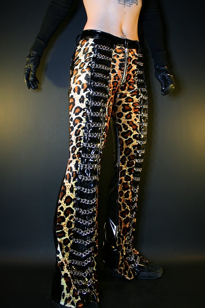 Image of LEOPARD AND PVC XTREME INDUSTRIAL GIRL PANTS