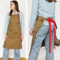 Image 3 of NEW! Gardening Apron with Harvesting Pouch and Pockets for Secateurs and Phone. Tan Canvas