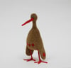 Olive green needle felted quirky bird sculpture