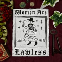 Women Are Lawless Lino Cut Print A5