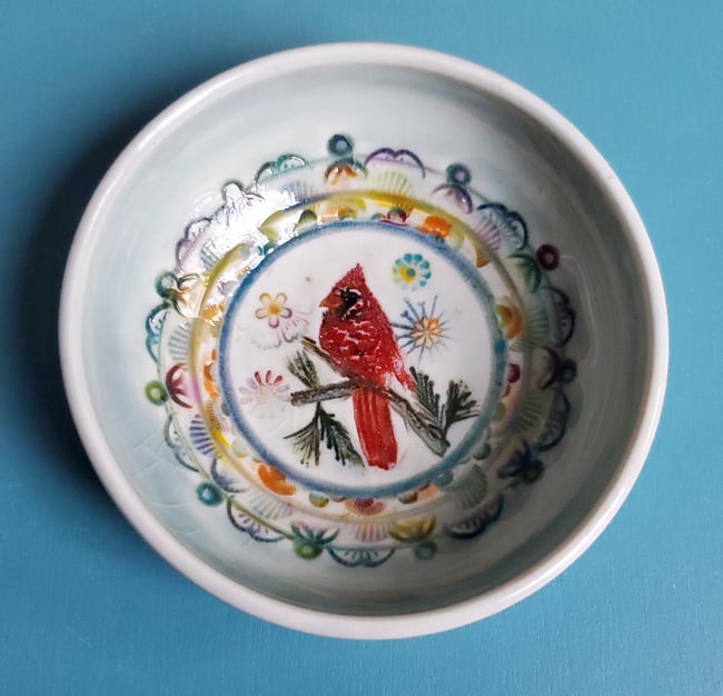 Small Cardinal Porcelain Dish