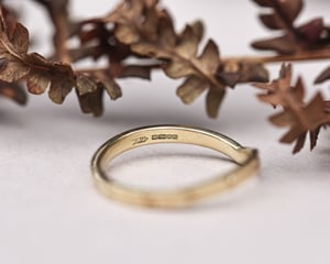 Image of 18ct yellow Gold, 2mm, Cleavers Engraved, Wishbone Ring