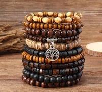 Image 1 of Rustic Elegance Wooden Beaded Bracelet