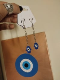 Image 1 of Hamsa evil eye dangles