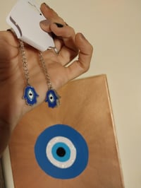 Image 2 of Hamsa evil eye dangles