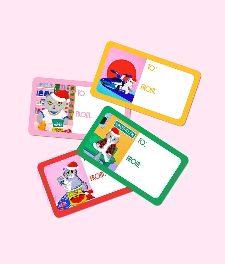 Santa Cats Gift Tags