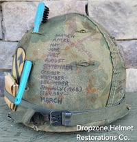 Image 6 of Vietnam M-1C Helmet & Paratrooper liner Mitchell Camo Cover DEATH FROM ABOVE